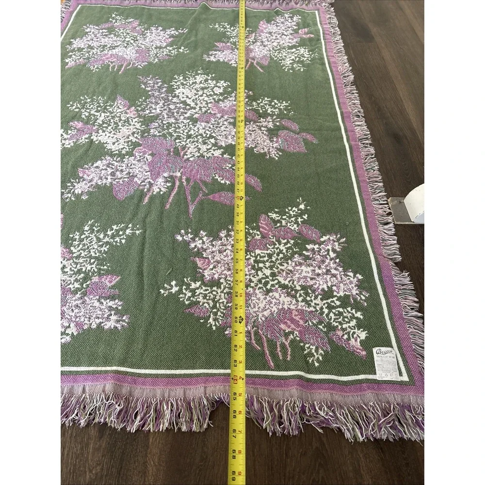 Vintage Beacon Hygrenda Blanket Cottagecore Floral Fringe Woven Throw Shabbychic
